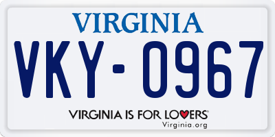 VA license plate VKY0967