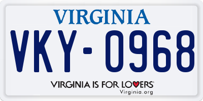 VA license plate VKY0968