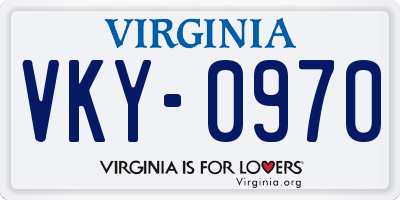 VA license plate VKY0970