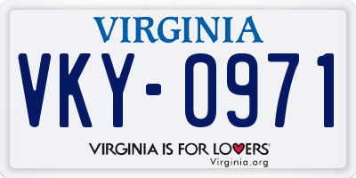 VA license plate VKY0971