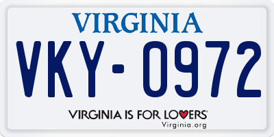 VA license plate VKY0972