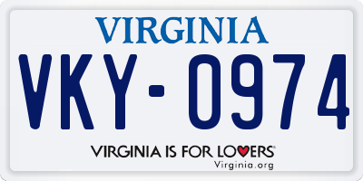 VA license plate VKY0974