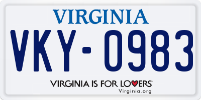 VA license plate VKY0983