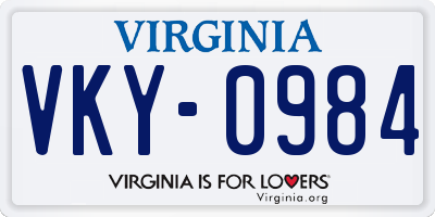 VA license plate VKY0984