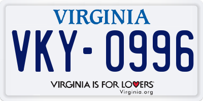 VA license plate VKY0996