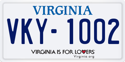 VA license plate VKY1002