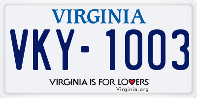 VA license plate VKY1003