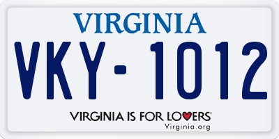 VA license plate VKY1012