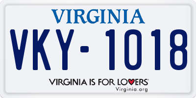 VA license plate VKY1018