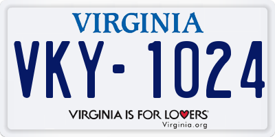 VA license plate VKY1024