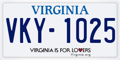 VA license plate VKY1025