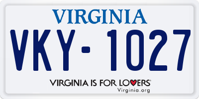 VA license plate VKY1027