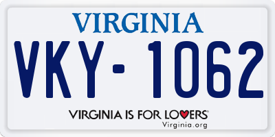 VA license plate VKY1062
