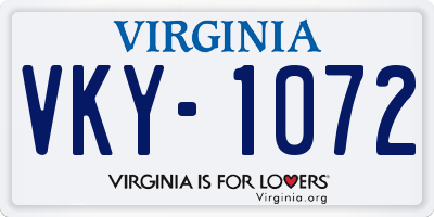 VA license plate VKY1072