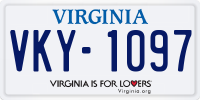 VA license plate VKY1097