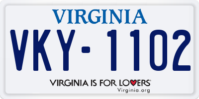 VA license plate VKY1102