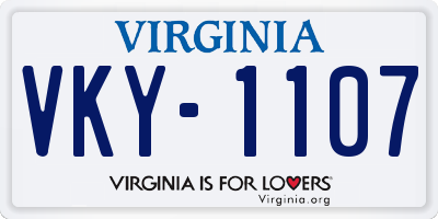 VA license plate VKY1107