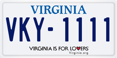 VA license plate VKY1111