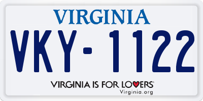 VA license plate VKY1122
