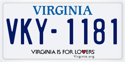 VA license plate VKY1181
