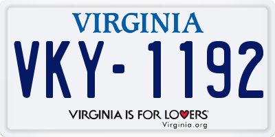 VA license plate VKY1192
