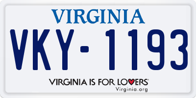 VA license plate VKY1193