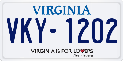 VA license plate VKY1202