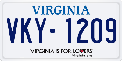 VA license plate VKY1209