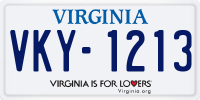 VA license plate VKY1213