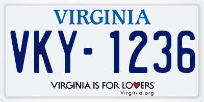 VA license plate VKY1236
