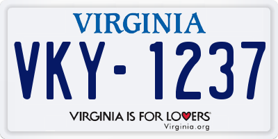 VA license plate VKY1237