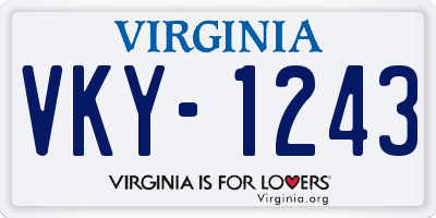 VA license plate VKY1243