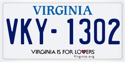 VA license plate VKY1302
