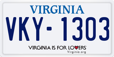 VA license plate VKY1303