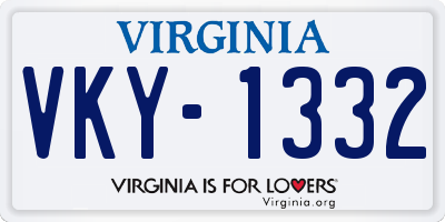 VA license plate VKY1332