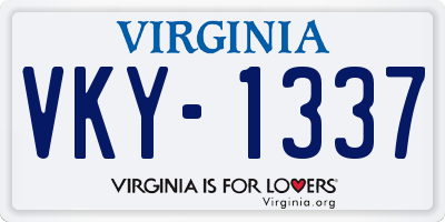 VA license plate VKY1337