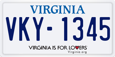 VA license plate VKY1345