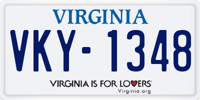 VA license plate VKY1348