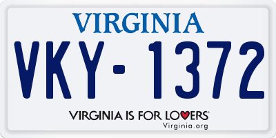VA license plate VKY1372