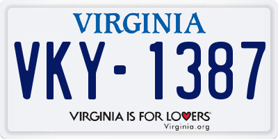 VA license plate VKY1387
