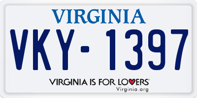 VA license plate VKY1397