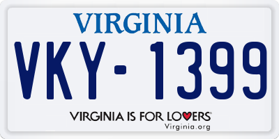 VA license plate VKY1399