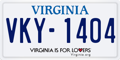 VA license plate VKY1404