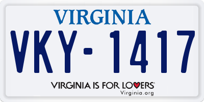 VA license plate VKY1417