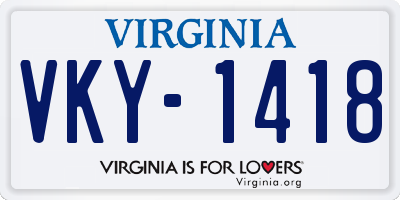VA license plate VKY1418