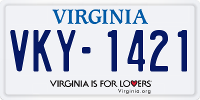 VA license plate VKY1421