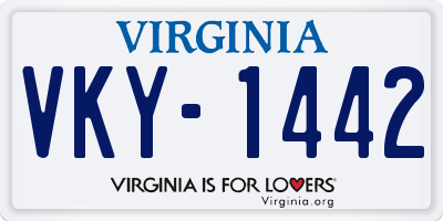 VA license plate VKY1442