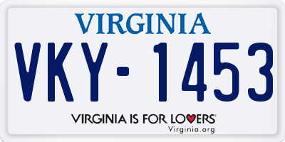 VA license plate VKY1453