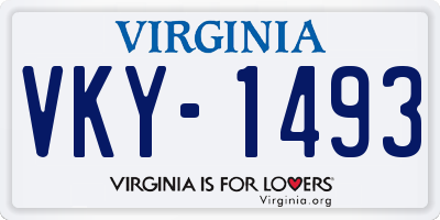 VA license plate VKY1493