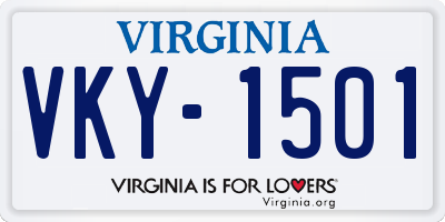 VA license plate VKY1501